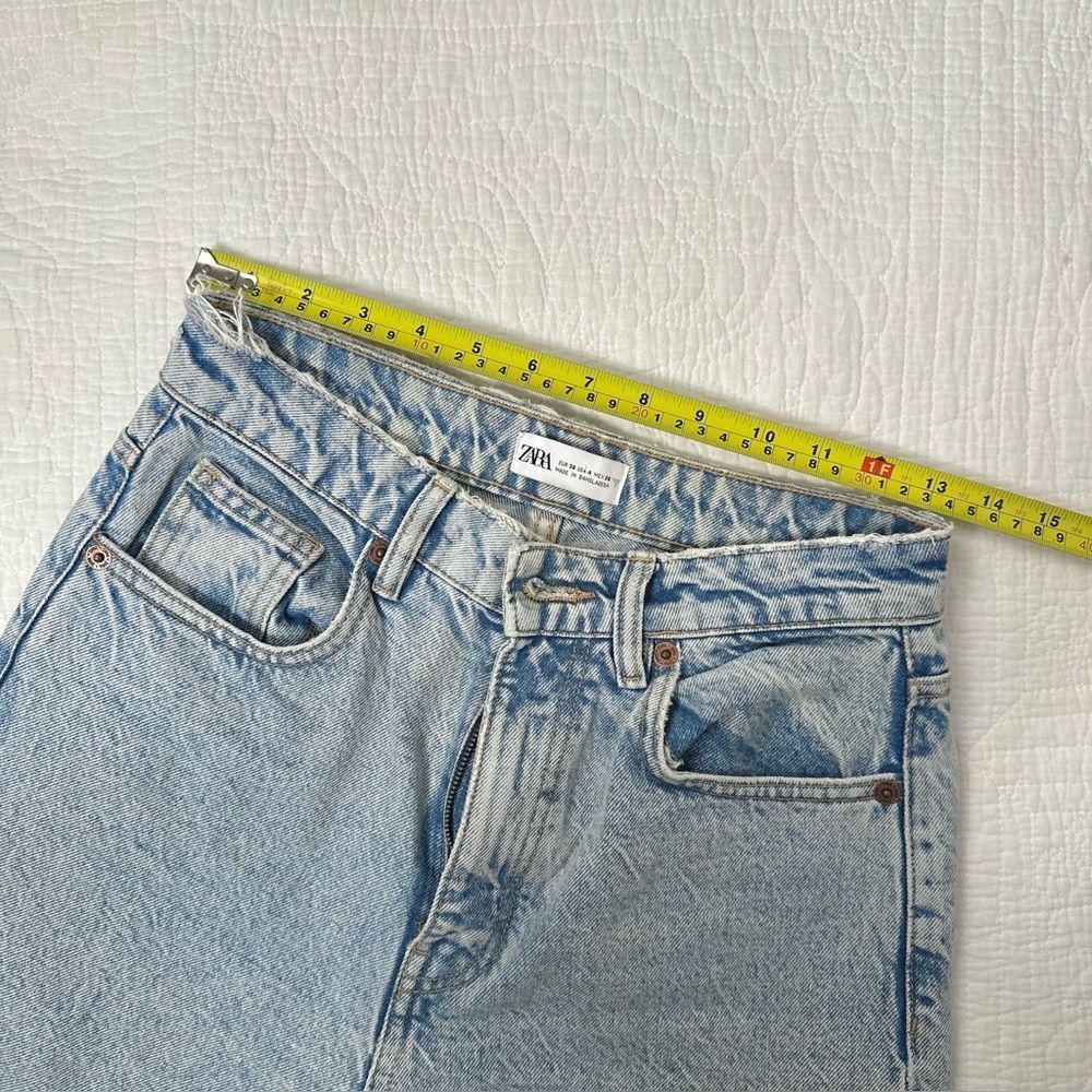 NWOT Zara super high waist light wash jeans, mom fit, size US 4, 28” waist - Picture 8 of 14